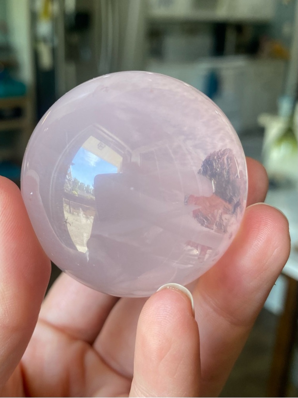 Rose Quartz Crystal Sphere with Starflash - Picture 12 of 12
